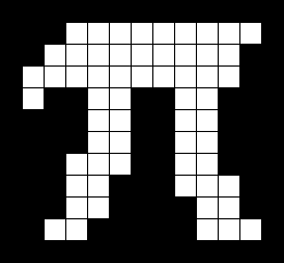 De vier verschillende pentomino's zijn F,L,I en P